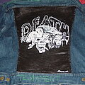 Death Records - Tape / Vinyl / CD / Recording etc - Death Records album cover painted on denim plus vinyl pic 1986