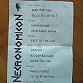 Necronomicon - Other Collectable - Necronomicon setlist