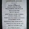Primal Fear - Other Collectable - Primal Fear Setlist