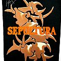Sepultura - Patch - Sepultura  tribal s logo back patch autographed by max cavalera
