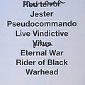 Shrapnel - Other Collectable - Shrapnel setlist sheet