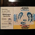 Anthrax - Other Collectable - Anthrax - Tour ticket 89