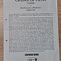 Cradle Of Filth - Other Collectable - Cradle Of Filth promo sheet