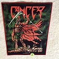 Cancer - Patch - Cancer - Death Shall Rise - 2020 Cancer Burning Leather - Backpatch Red  Border