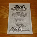 HATE ETERNAL - Other Collectable - Hate Eternal Flyer Signed Erik Rutan