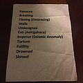 Face Of Oblivion - Other Collectable - Face of Oblivion Setlist