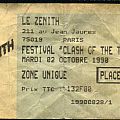 Slayer - Other Collectable - ticket concert  CLASH OF THE TITANS paris le zenith mardi 02 octobre 1990