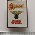 Saxon - Pin / Badge - Saxon old wheels of steel pin badge 1