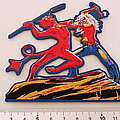 Iron Maiden - Patch - Iron Maiden run to the hills shaped patch 365 blue border