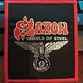 Saxon - Patch - Official Saxon "Wheels Of Steel" Patch (red-bordered version)