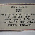 Gwar - Other Collectable - Gwar tik stub