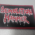 Demolition Hammer - Patch - Demolition Hammer - RED/WHITE LOGO ( RED  BORDER ) woven patch Brand New
