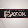 Saxon - Patch - Saxon - Heavy Metal for Muthas - vtg 80's superstripe red border