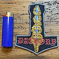 Bathory - Patch - Bathory Fire and Ice sword Thor’s hammer shaped grey border patch