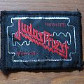 Judas Priest - Patch - JUDAS PRIEST British Steel "razor blade" vintage woven mini patch (black border)