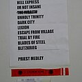 Blitzkrieg - Other Collectable - Blitzkrieg setlist