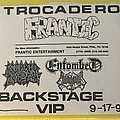 Morbid Angel - Other Collectable - Morbid Angel 91 tour back stage pass
