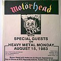 Motörhead - Other Collectable - Motörhead Motorhead - Another Perfect Tour - Flyer for Fullerton 15-Aug-1983