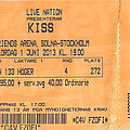 Kiss - Other Collectable - Concert ticket Kiss Stockholm 2013