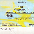 Dio - Other Collectable - Concert ticket Dio Västerås 2003