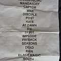 Slayer - Other Collectable - slayer setlist 2014