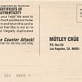 Mötley Crüe - Other Collectable - Mötley Crüe postcard