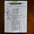 Carcass - Other Collectable - Carcass - Exhumed to Consume  Reunion Tour 2008 SET LIST