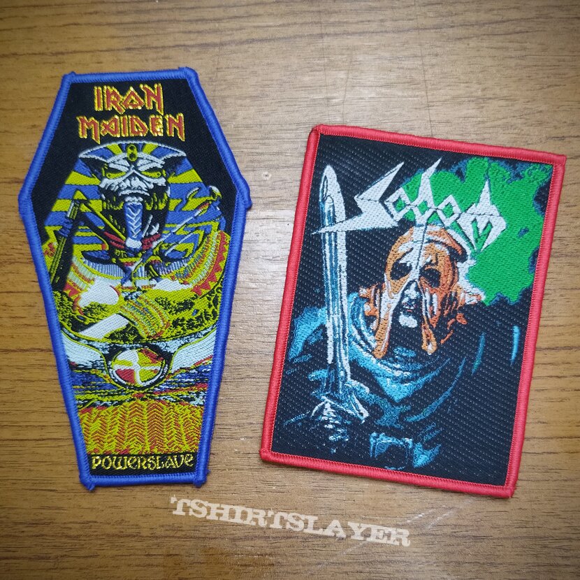 IRON MAIDEN &quot;Powerslave&quot; Coffin Patch and SODOM &quot;In The Sign of Evil&quot; Patch