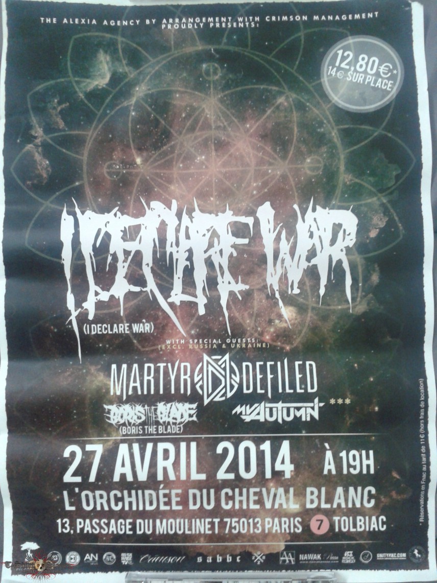 Poster I Declare War /w Martyr Defiled, Boris The Blade and My Autumn