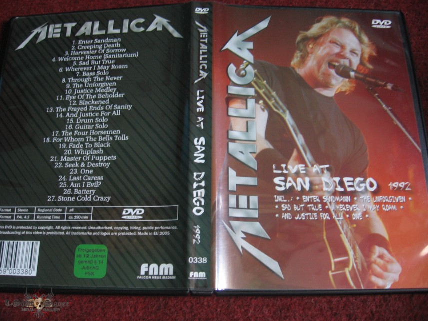 Metallica ‎– Live At San Diego 1992 DVD | TShirtSlayer TShirt and  BattleJacket Gallery