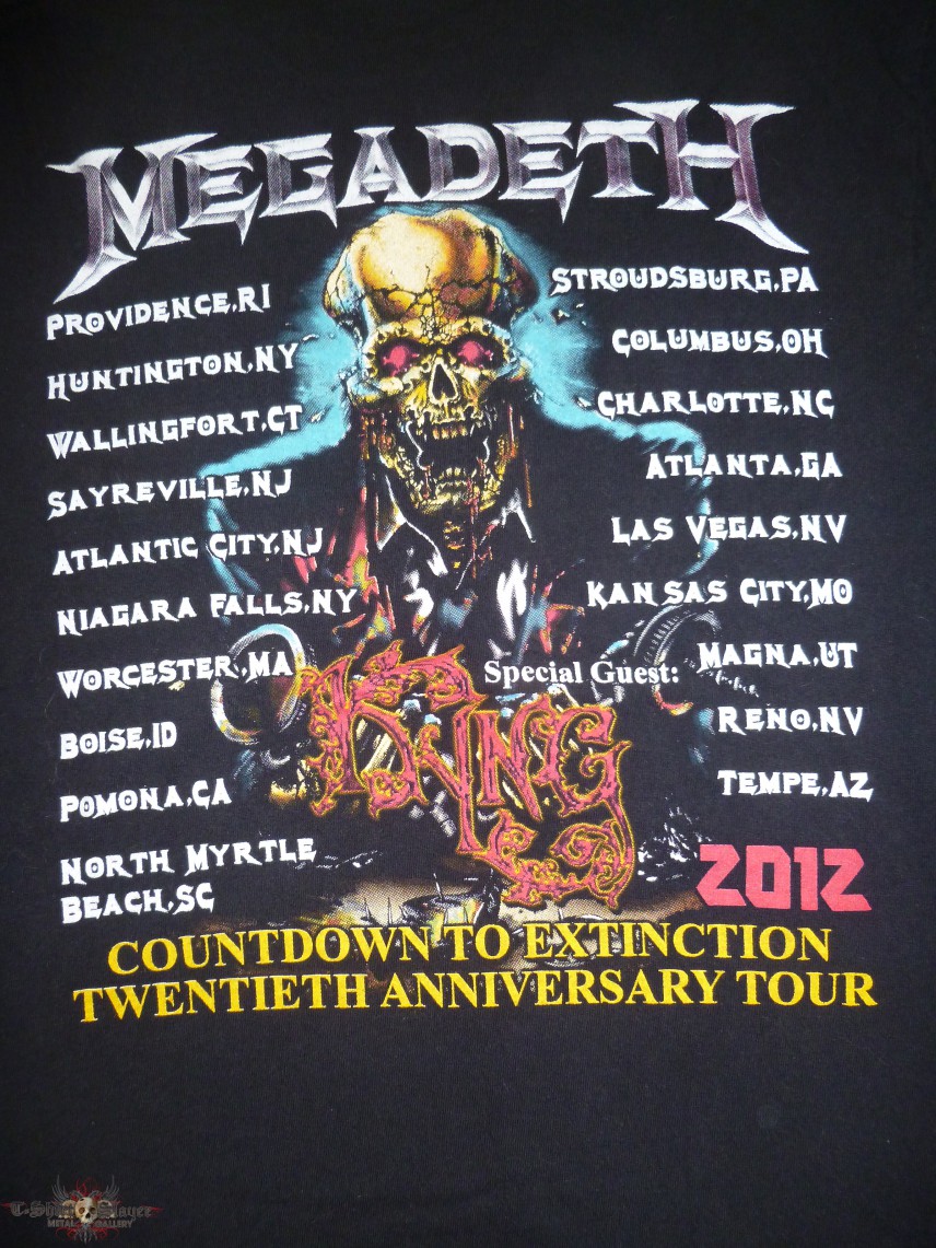Megadeth 2012 Countdown To Extinction 20th Anniversary Unofficial Bootleg T-Shirt 