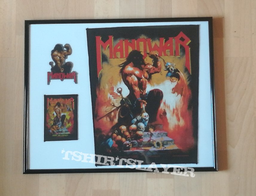 Manowar , Agony &amp; Ecstasy Backpatch framed with small Patches