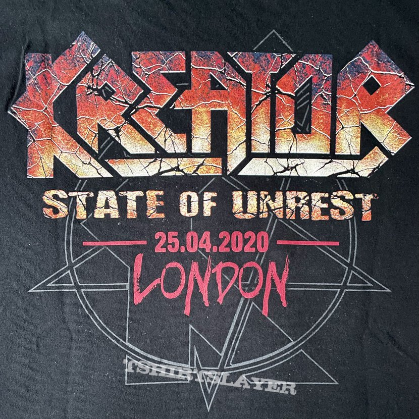 Kreator ‘State of Unrest’ London event t-shirt 