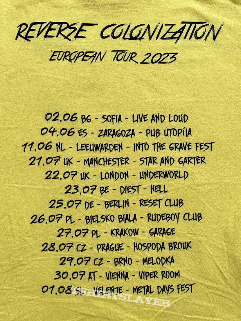 Chemicide ‘Reverse Colonisation European Tour 2023’ t-shirt