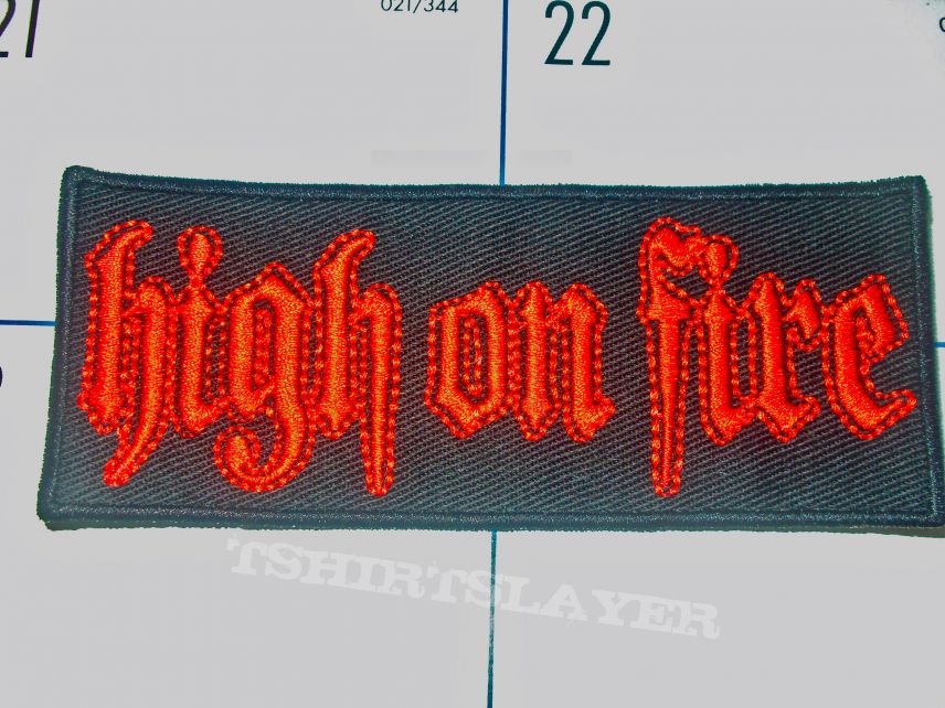 High on fire logo embroidered patch 