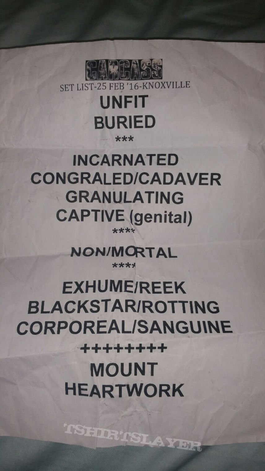 Carcass setlist