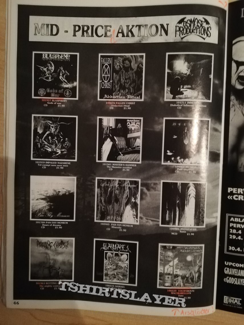 Marduk Carcass, crematory, masters hammer, Nuclear Blast Frühjahr Sommer 95