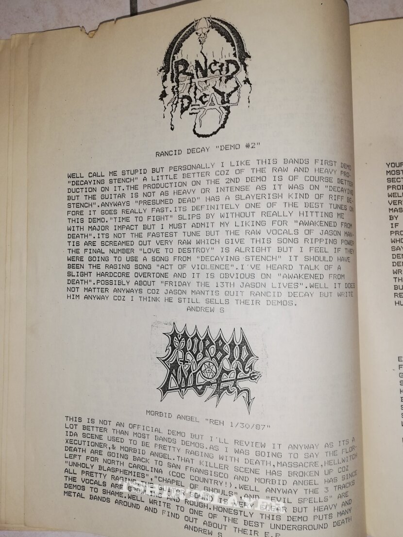 Morbid Angel The chapel - fanzine 87