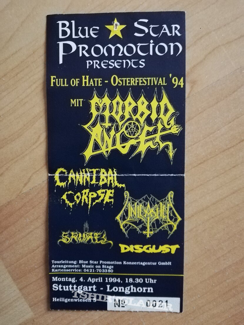 Morbid Angel Full of hate Easter festival 94 - ticket