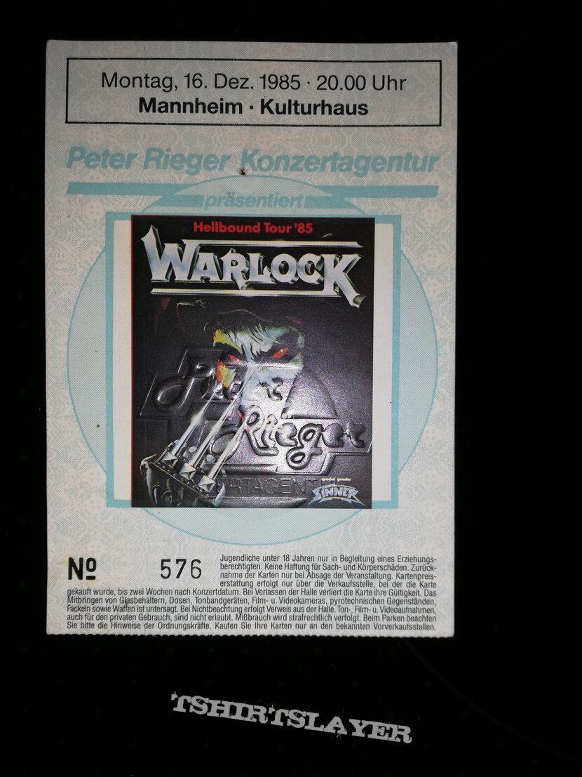 Warlock - Tour ticket 85