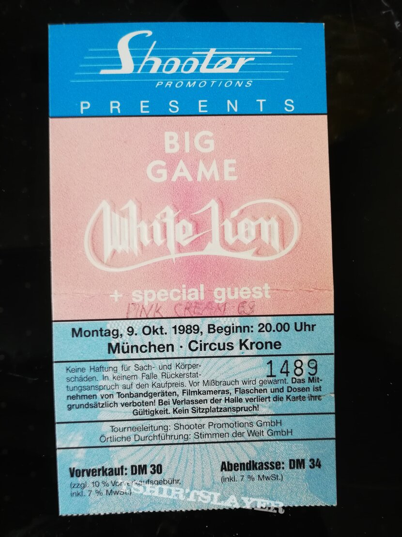 White Lion - tour ticket 89