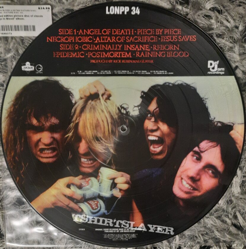 Slayer  - Reign in Blood 12&quot; picture disc vinyl lp 