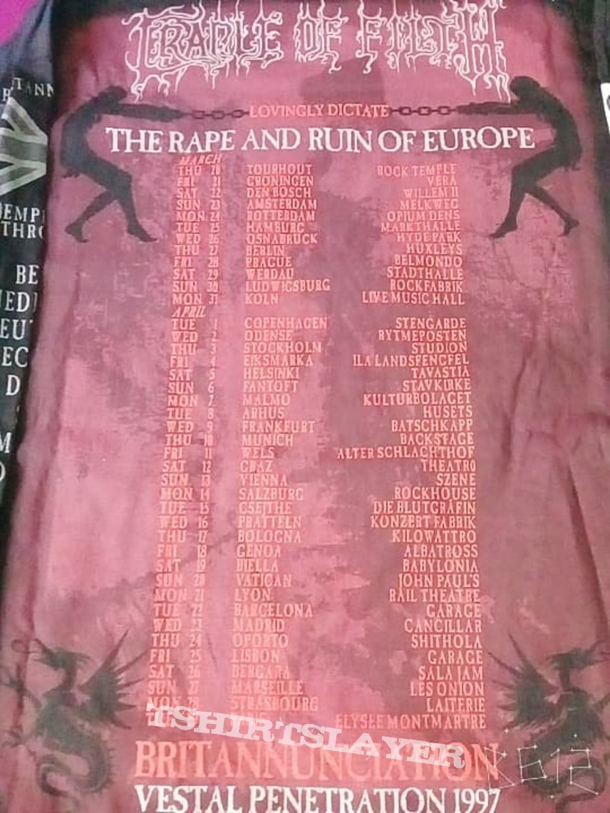 Long sleeve Cradle of Filth The Rape And Ruin of Europe Tour Ultra rare - signed by Dani Filth