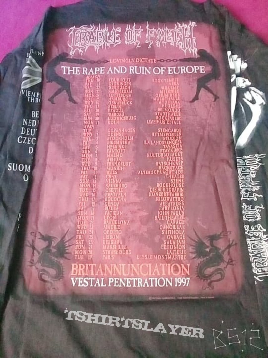 Long sleeve Cradle of Filth The Rape And Ruin of Europe Tour Ultra rare - signed by Dani Filth