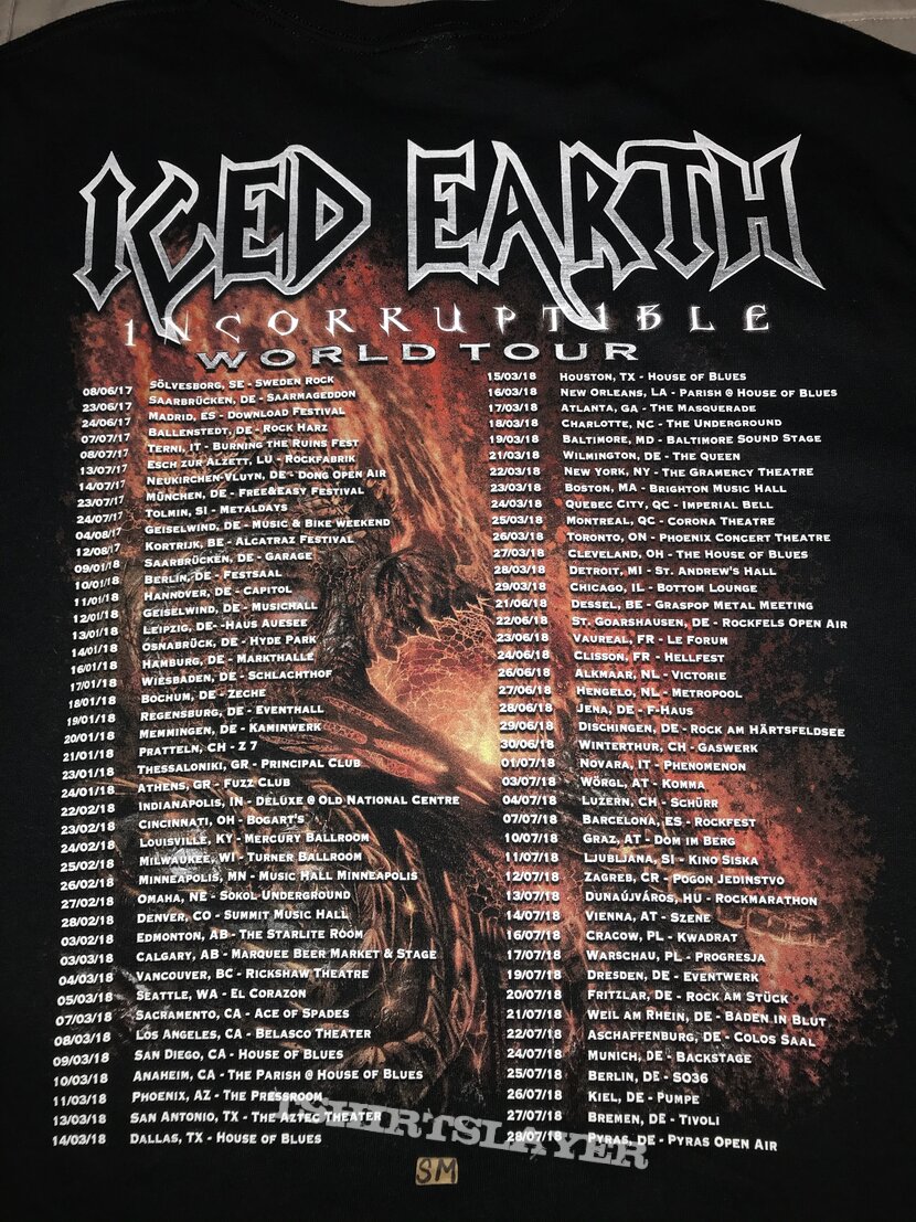 Iced Earth Incorruptible tour shirt 