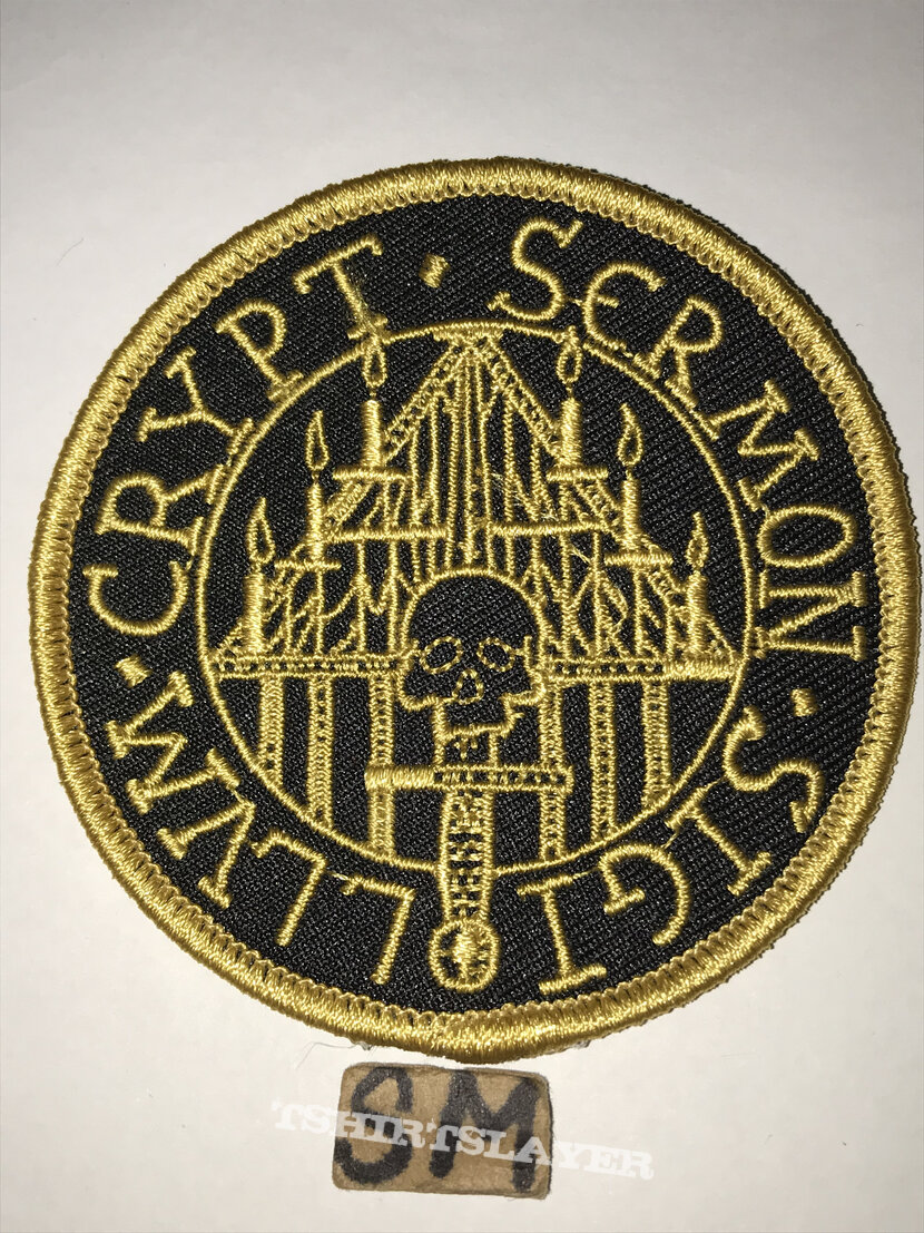 Crypt Sermon circle patch gold border 