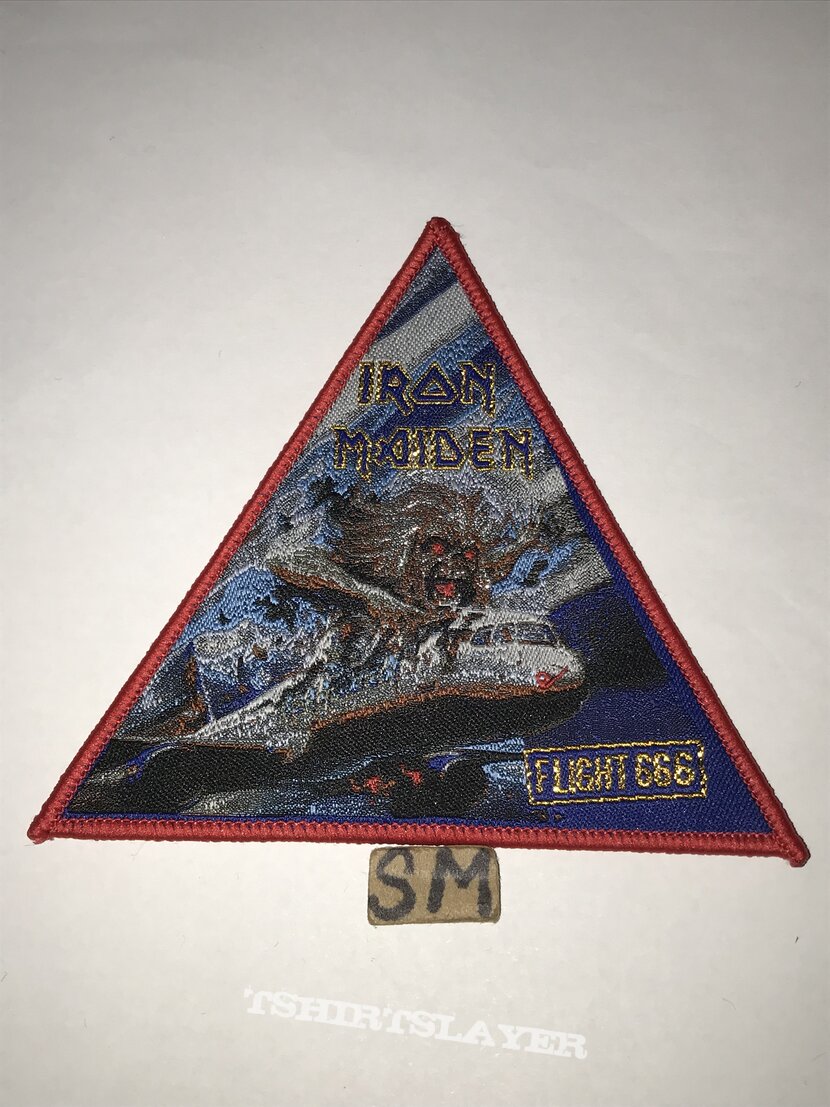 Iron Maiden Flight 666 triangle patch red border 