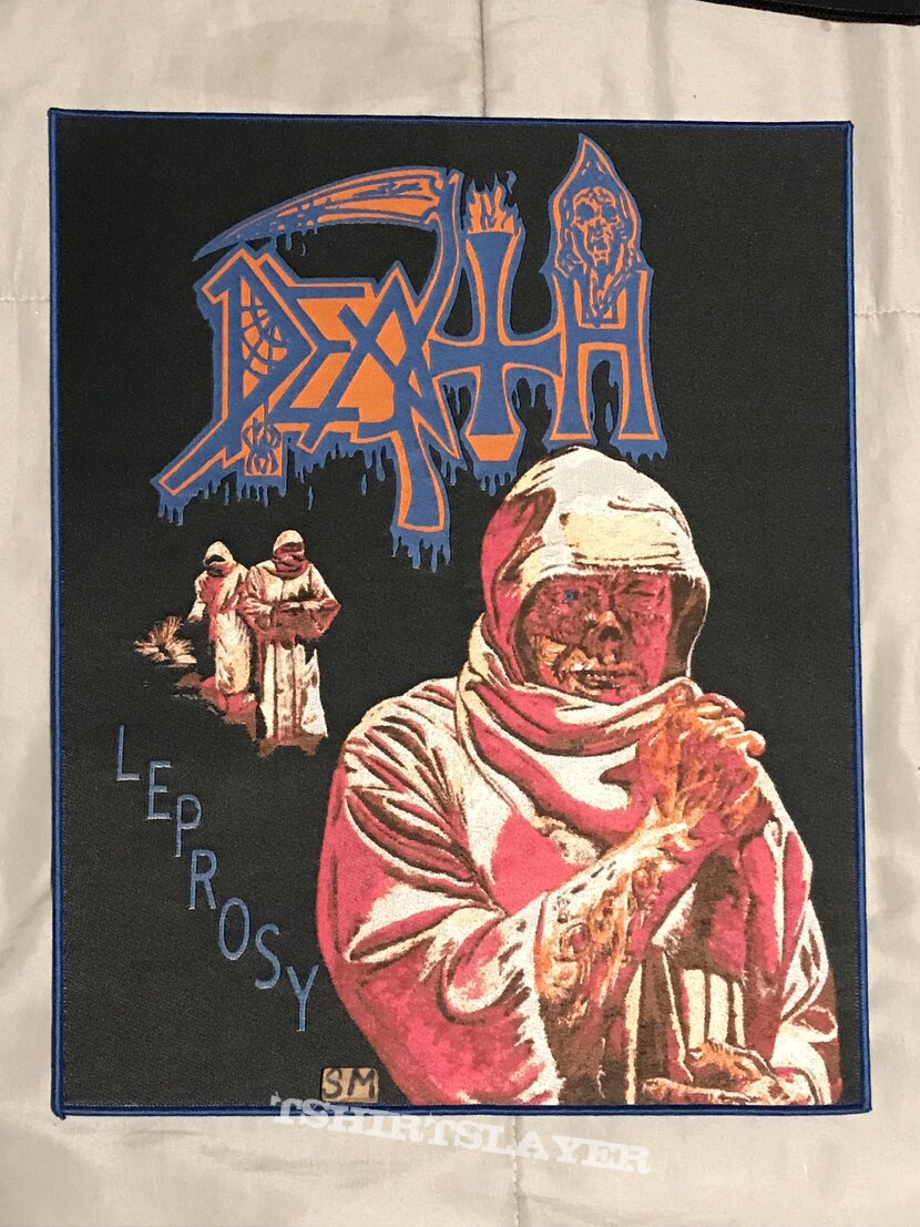 Death Leprosy back patch woven blue border 