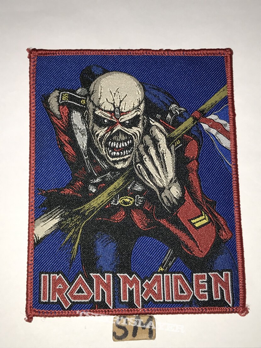 Iron Maiden Trooper patch red border blue background 