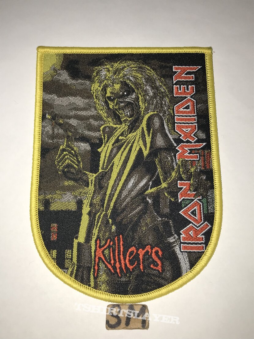 Iron Maiden Killers shield patch yellow border 